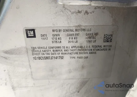 2018 Chevrolet Cruze Ls Auto from USA, damaged, VIN 1G1BC5SM7J7141792